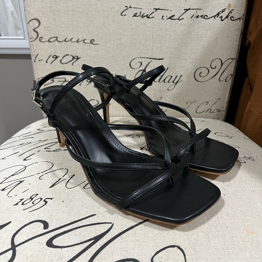 Black strappy heels